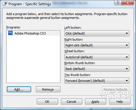 Program Specific settings