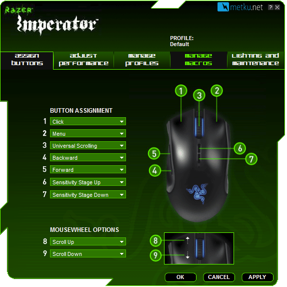 Razer Imperator pelihiiri - Pelihiiri säädettävillä kylkipainikkeilla